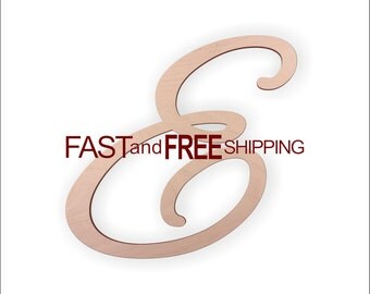 Cursive Wooden Letter "E", Unfinished, Unpainted -- Perfect for Crafts, DIY, Nursery, Kids Rooms, Weddings – Sizes 2" to 36"