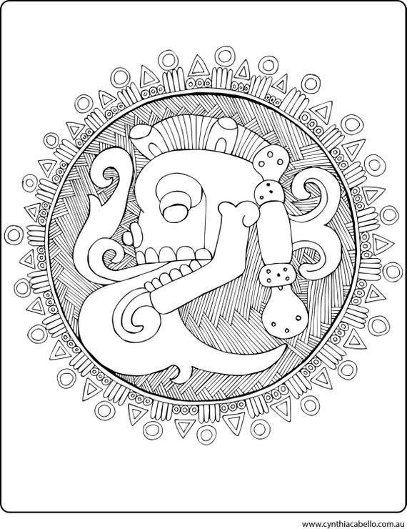 Items similar to Coloring page Aztec Design on Etsy