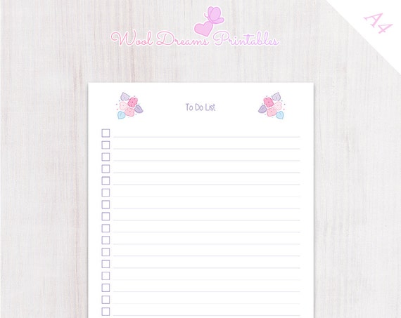 A4 To Do List Printable Pastel Pink Flowers Checklist