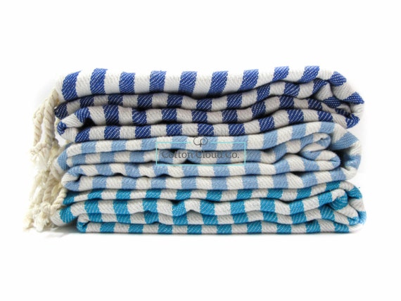 Eco Friendly Turkish Towel Cabana Stripe Authentic Towel | Bath Towel | Beach Towel | Peshtemal Towel | Stripe Towel | Marine