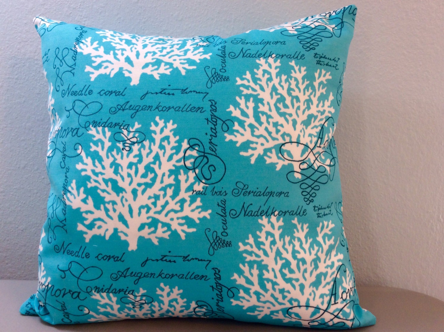 Coral Design Pillow CoverTurquoise PillowOutdoor PillowLake