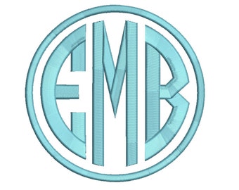 6 Size Circle monogram 3 letters monogram Font BX fonts Embroidery Designs, Machine Embroidery Designs - 9 File Fomats - INSTANT DOWNLOAD