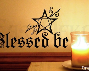 Wall Decal Pentagram Wicca Blessed be - Pagan Wall Art Sticker Magic Mystic Witch Home Decor Livingroom Wall Stickers Room Wiccan Paganism
