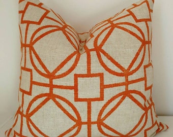 Orange linen pillow | Etsy
