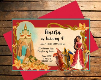Downloadable Elena of Avalor Themed Birthday Invitation