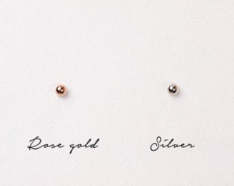 Sterling Silver Ball Earrings,Silver Ball Earrings,Rose Gold Plated Ball Earrings,2mm Ball Earrings,Tiny Ball Stud Earrings,Anniversary Gift
