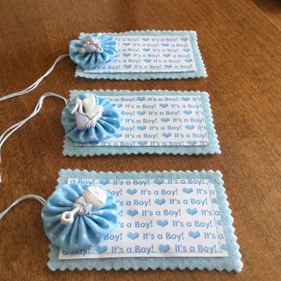 It's a Boy Set of three 3 felt gift tags with Fabric