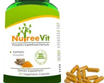 Pure Turmeric Curcumin - 180 Vegetable Capsules - High Potency Turmeric