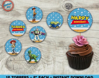 Toy Story cupcake toppers! Toy Story toppers, Tory Story cupcake, Toy Story party supplies. Each topper is 2"!
