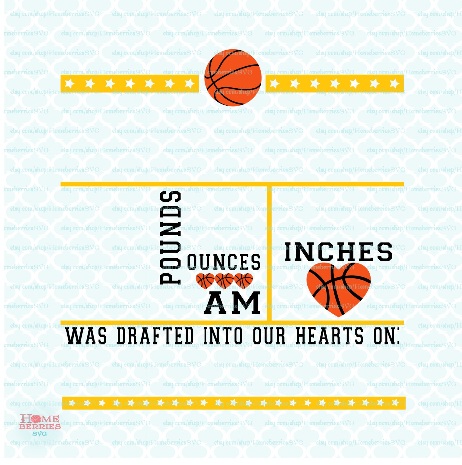 Download Basketball Baby Birth Announcement Template svg Birth