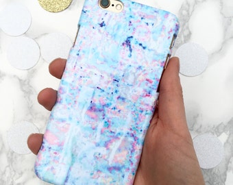 Marble Phone Case, iPhone Case, Pastel Blue 'Pixel Blur' Print Pretty Abstract iPhone Samsung Case