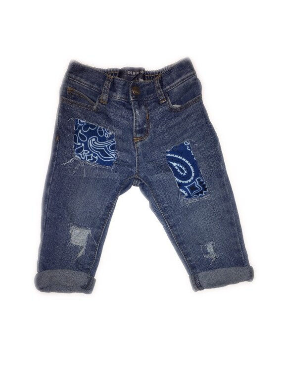 Bandana Distressed Denim Jeans by BornRoyalDenim on Etsy