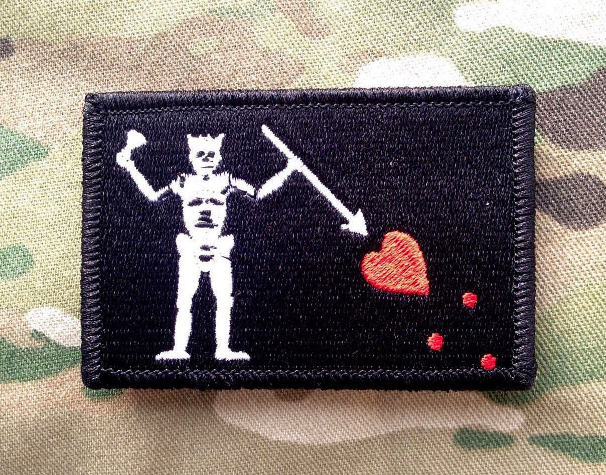 Blackbeard Pirate 2x3 velcro backed Morale Patch Black White