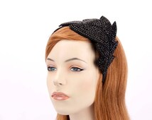 Black <b>shiny stone</b> leaf fascinator for races or special occasion - il_214x170.888917195_sk87