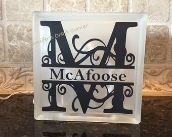 Personalized Night Light, Monogrammed Light Box, Frosted Glass Box, Wedding Gift, Gift for Her, Light Box Sign, Monogrammed Gift