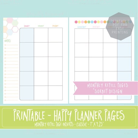 HAPPY PLANNER PRINTABLE Monthly Planner Refills / Inserts 7