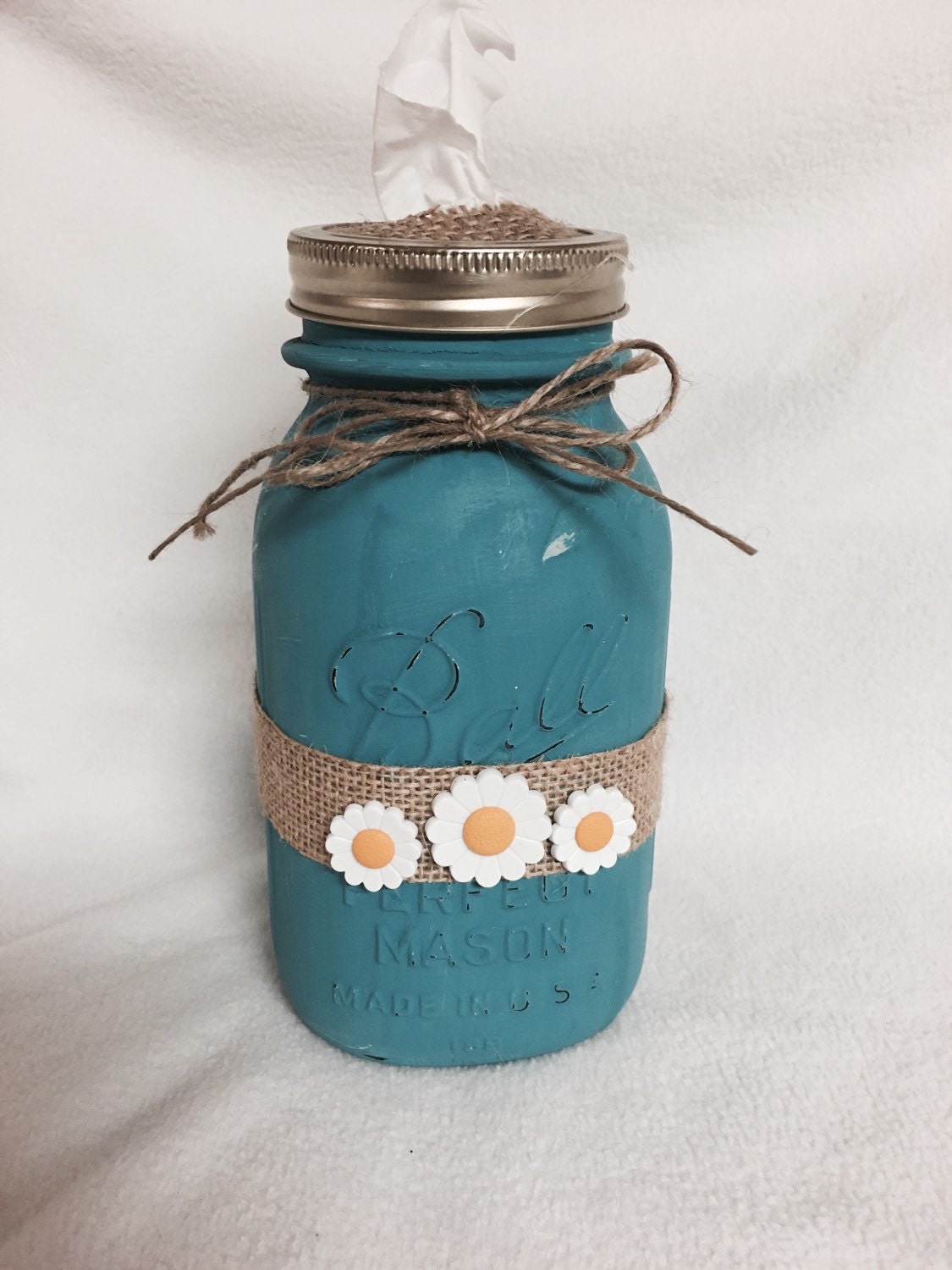 Mason Jar Tissue Holder/Vase by PositiveInspirations on Etsy
