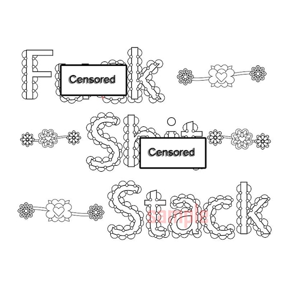 Sweary Coloring Page Fck Sit Stack Swearing Coloring