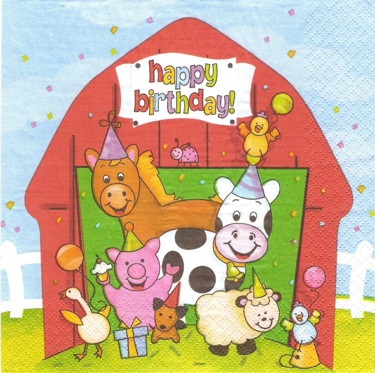 4 Paper napkins for decoupage farm animals party decoupage