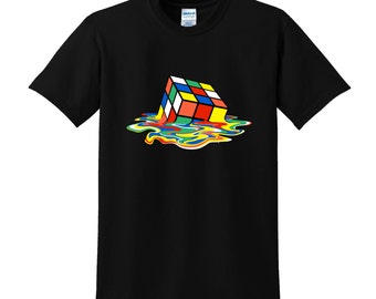 melted rubiks cube t shirt