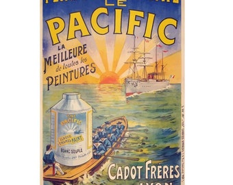 Peinture Emaille le Pacific Vintage Poster French Canvas Art Print Gallery Wrapped