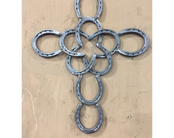 Items similar to Cross design wall hanging made from real horseshoes on ...