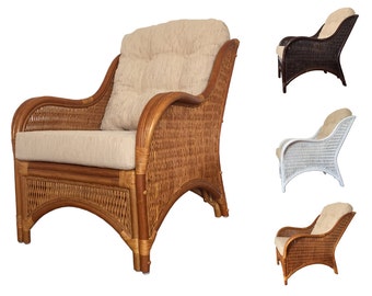 Lounge Rattan ArmChair model Karmen w/ Cushions 3Colors