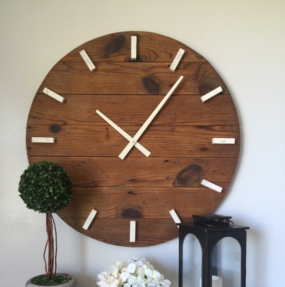 Rustic wall clock. Oversized wall clock. by WoodLaneCreationsLLC