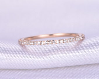 Full Eternity diamond Wedding ring,1.2mm width Petite THIN band,Anniversary ring,14k Rose gold,Matching Band,Infinity Ring,Gift for her