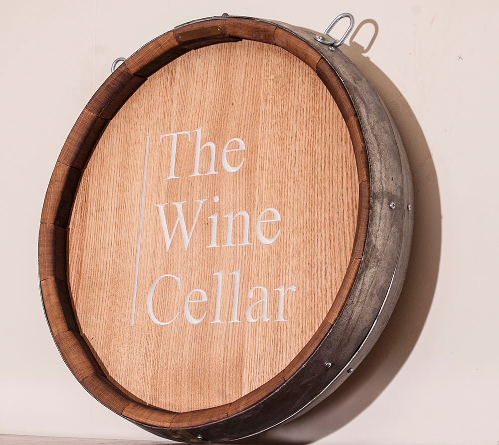 Personalized Double Sided Wine Barrel Sign.