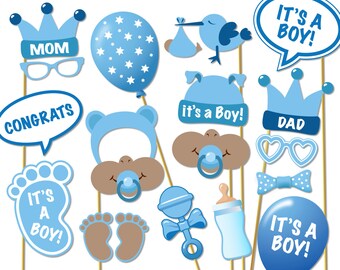 Baby Shower Photo Props - It's a Boy Photo Booth Props - Printable Photo Booth Props - Baby Boy Printable Party Props - 0164