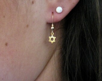 Star of David earrings, gold jewelry, gold Star of David earrings, Star of David jewelry, magen David earrings, Jewish jewelry