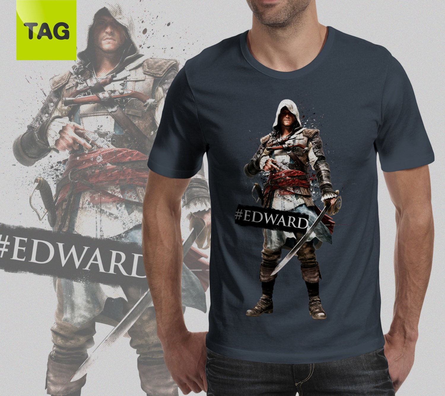 T-SHIRT Assassin's Creed 4 Black Flag EDWARD KENWAY tees