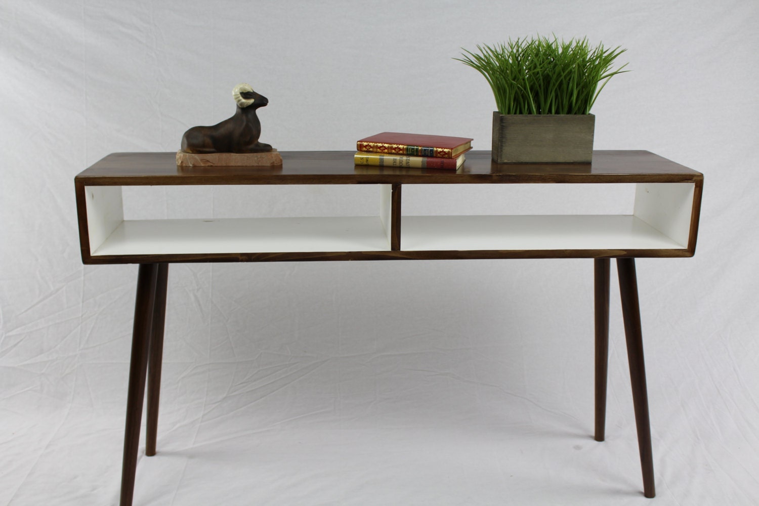 Mid Century Modern Console/Entry Way Table with Cubbies/two