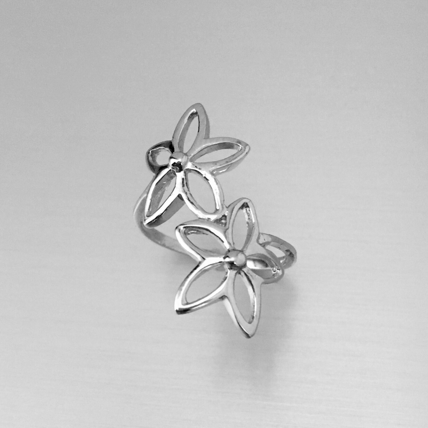 Sterling Silver Plumeria Flower Ring Index Ring by IndigoandJade