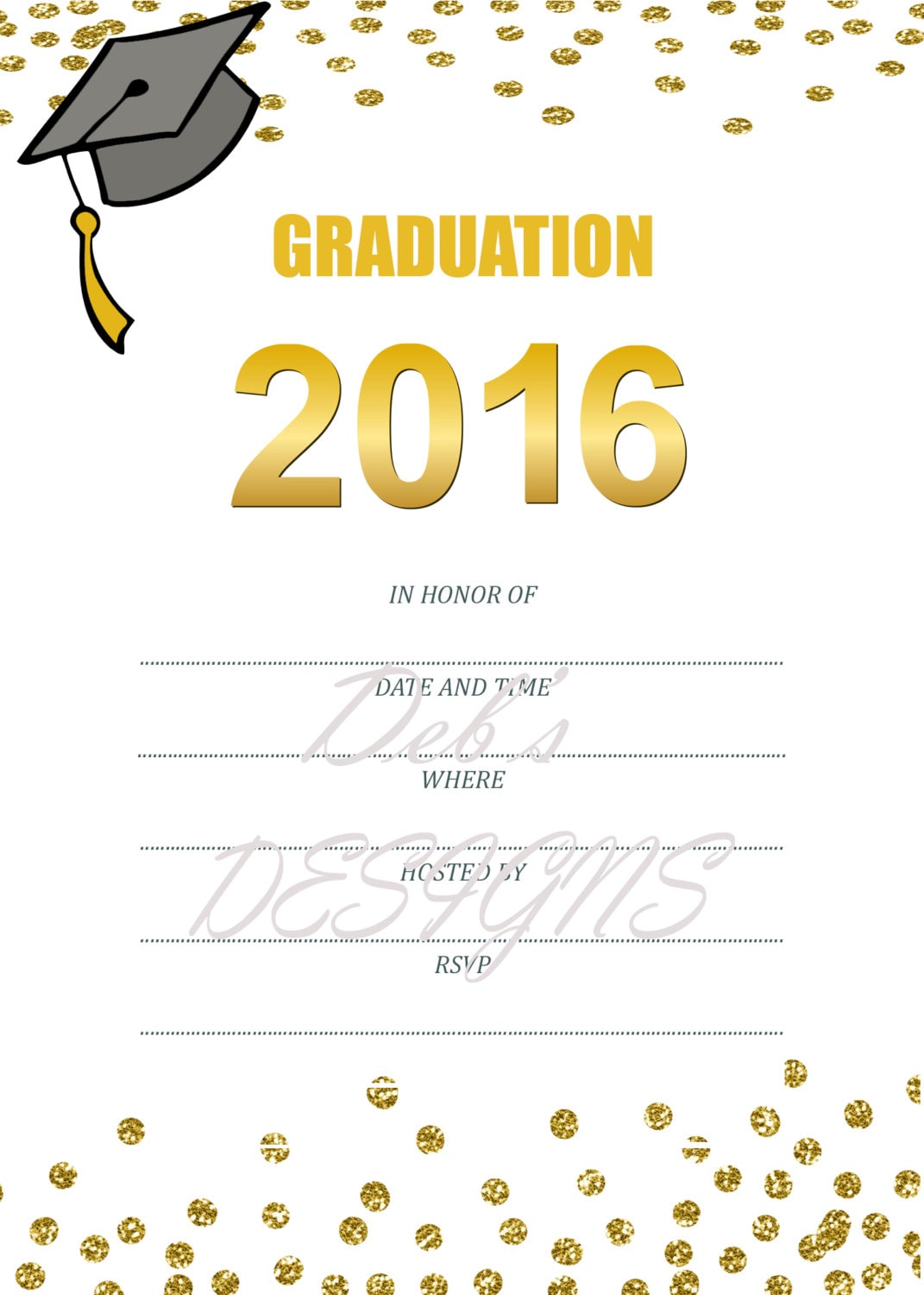 Graduation Invitations Blank Glitter Invitation Printable
