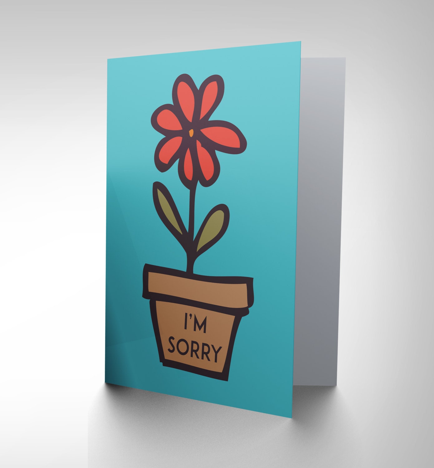I'm Sorry Card Flower Apology Cute Pot Cartoon Art