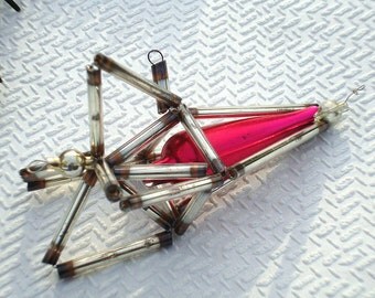 Rocket Christmas ornament vintage xmas glass bugle beads hanging ornament Christmas tree decor holiday vintage Christmas glass decoration