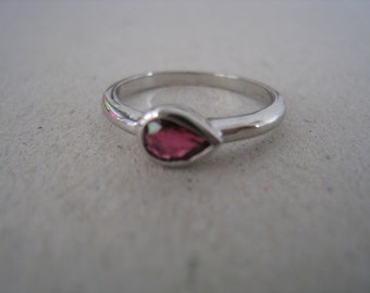 Genuine Red Sapphire Sterling Silver Stacking Ring