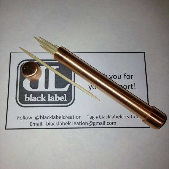 Copper Toothpick Holder can hold 10 by BlackLabelCreation on Etsy