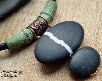 Stone pendant necklace Polymer clay pendant necklace Minimalist pendant necklace Statement pendant necklace Polymer clay jewelry for woman