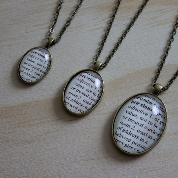 PRECIOUS Bronze Dictionary Definition Pendant Necklace