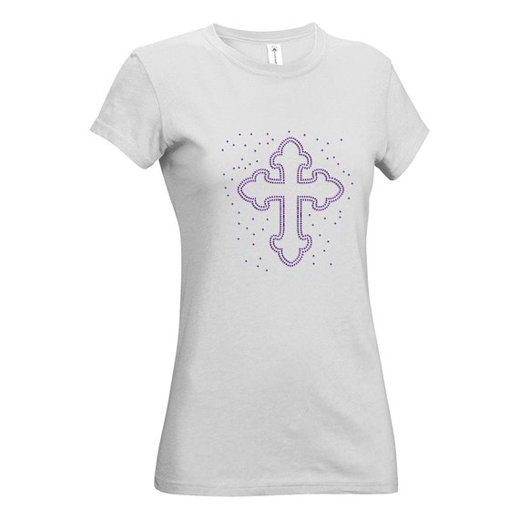 Christian Rhinestone Bling Cross T-Shirts by ChristianTShirtsDOP