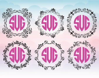 6 decorative vector frames monogram frame designs dxf svg eps png files for cutting - Decorative Frames 6 decorative vector frames monogram frame designs dxf svg eps png files for cutting - Decorative Frames
