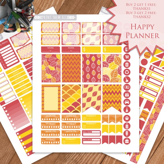 Autumn Planner Stickers Printable Fall HAPPY PLANNER