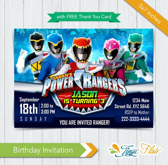 Power Rangers Birthday Invitation Template 9