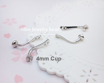 silver ear jacket, silver double pearl earrings, diy ear jacket, Solid 925 Sterling Silver with Rhodium Plated F125