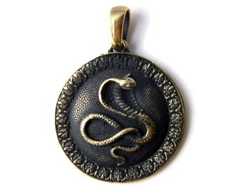 Bronze pendant Cobra Snake pendant Serpent pendant Bronze amulet Ancient symbol Snake necklace Snake jewelry Serpent necklace Gift for Her