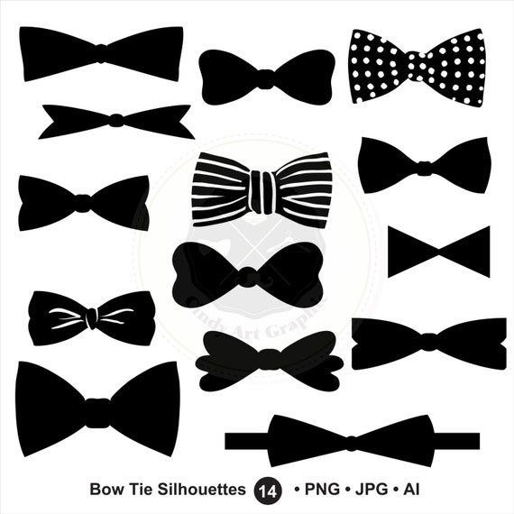Bow Tie Silhouettes Clipartbow tie by CindyArtGraphic on Etsy