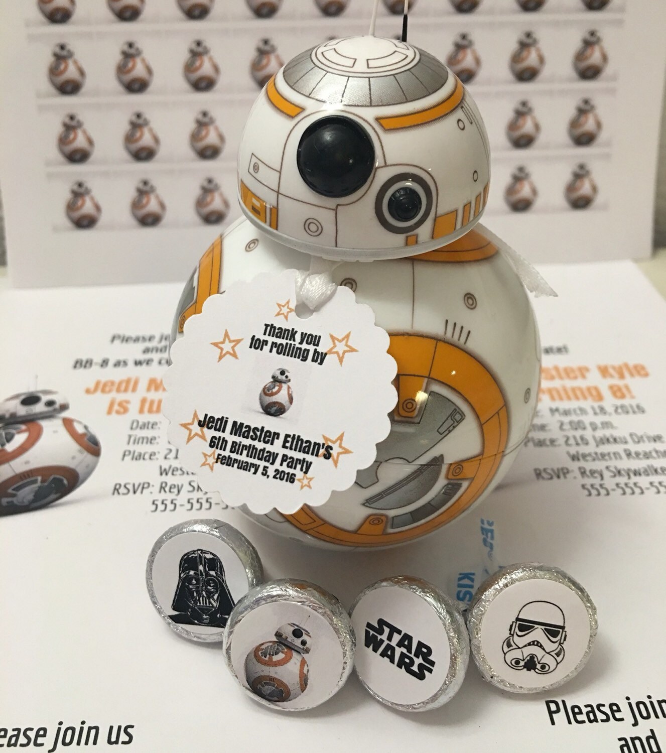Birthday party favor tags Star Wars bb8